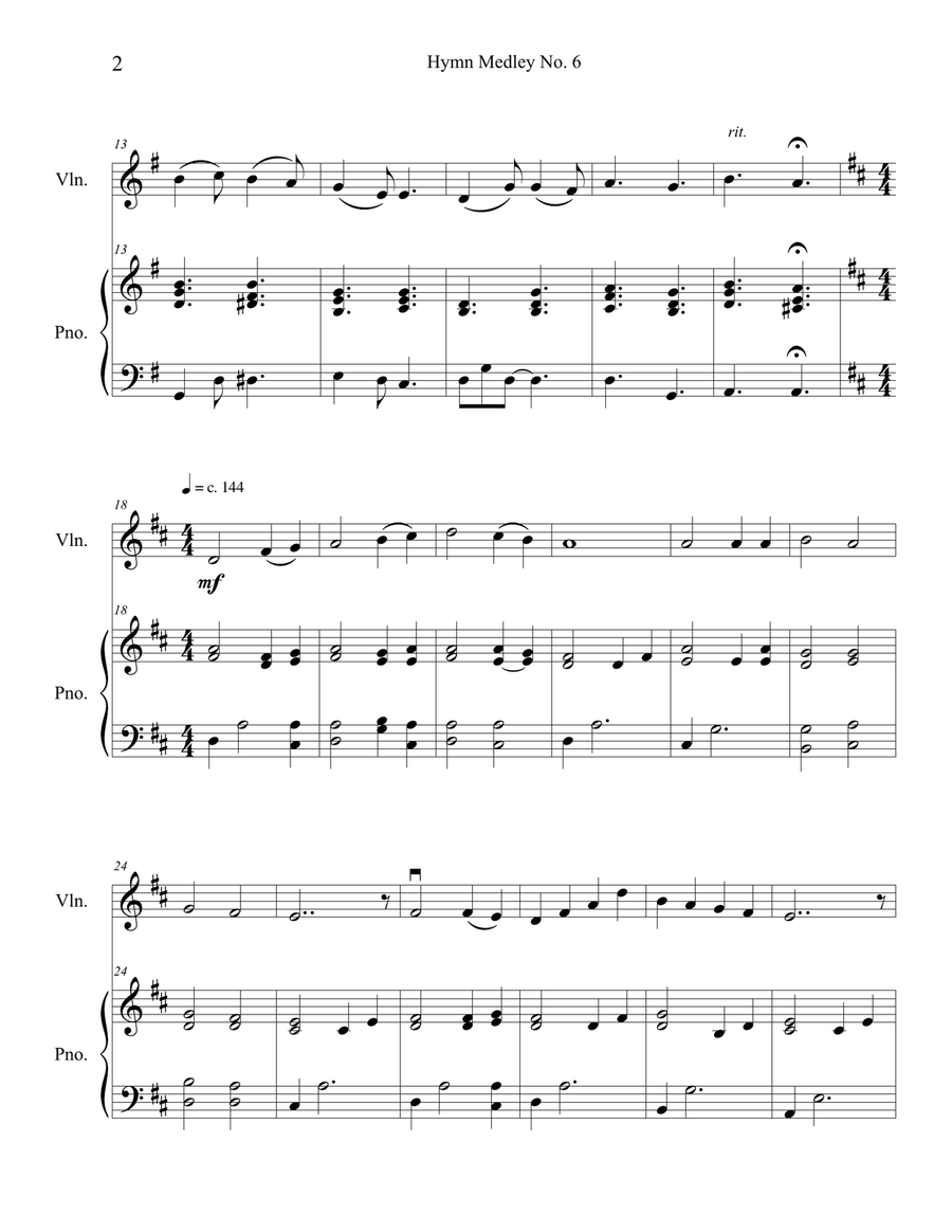 Hymn Medley No. 6 (Violin Solo with Piano Accompaniment) Violin Solo scores gallery preview page 2