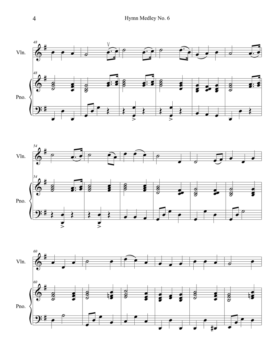 Hymn Medley No. 6 (Violin Solo with Piano Accompaniment) Violin Solo scores gallery preview page 4