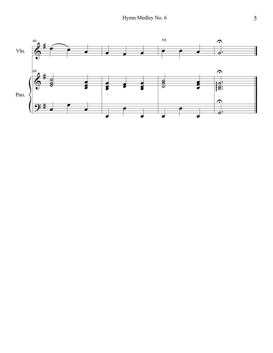 Hymn Medley No. 6 (Violin Solo with Piano Accompaniment) Violin Solo scores gallery preview page 5