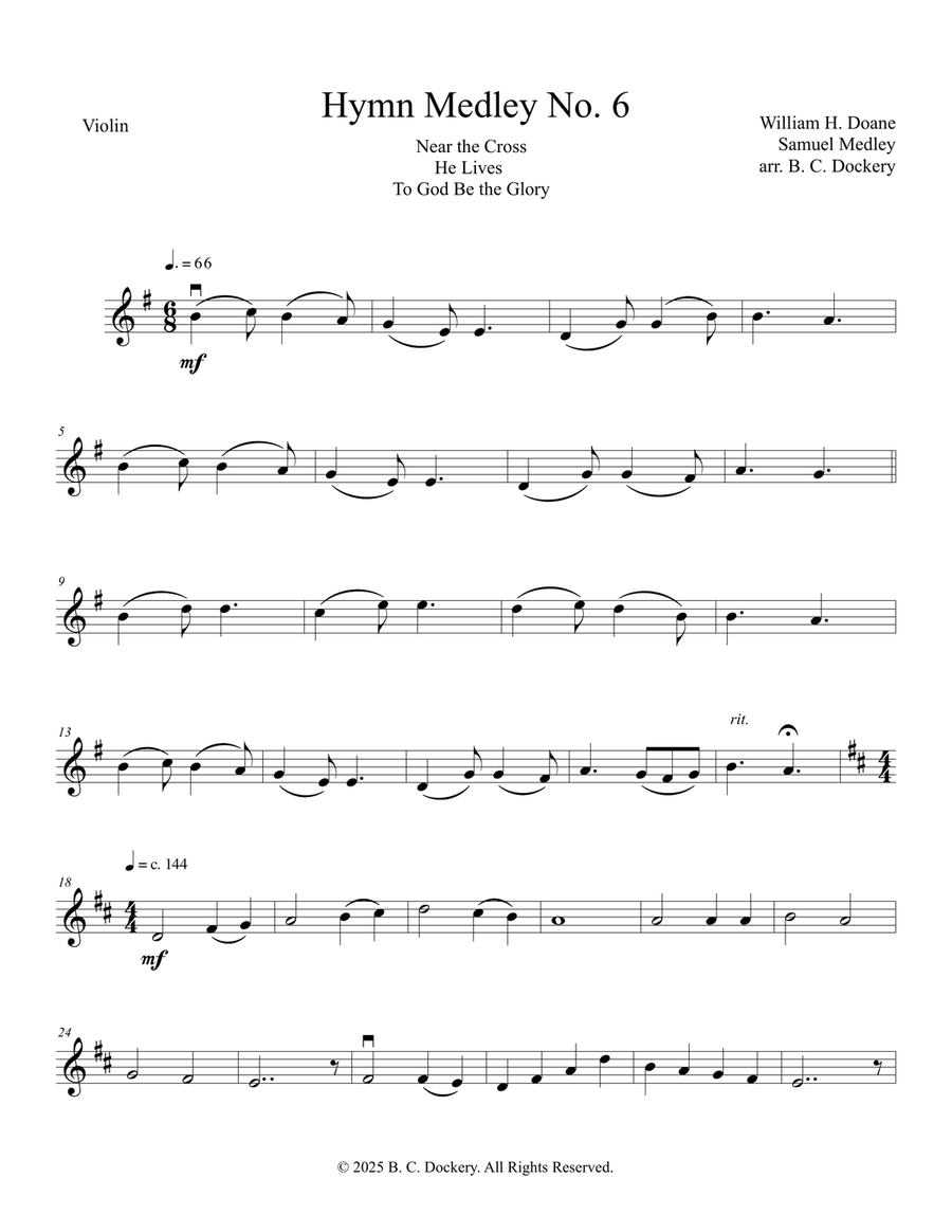 Hymn Medley No. 6 (Violin Solo) Violin Solo scores gallery preview page 1