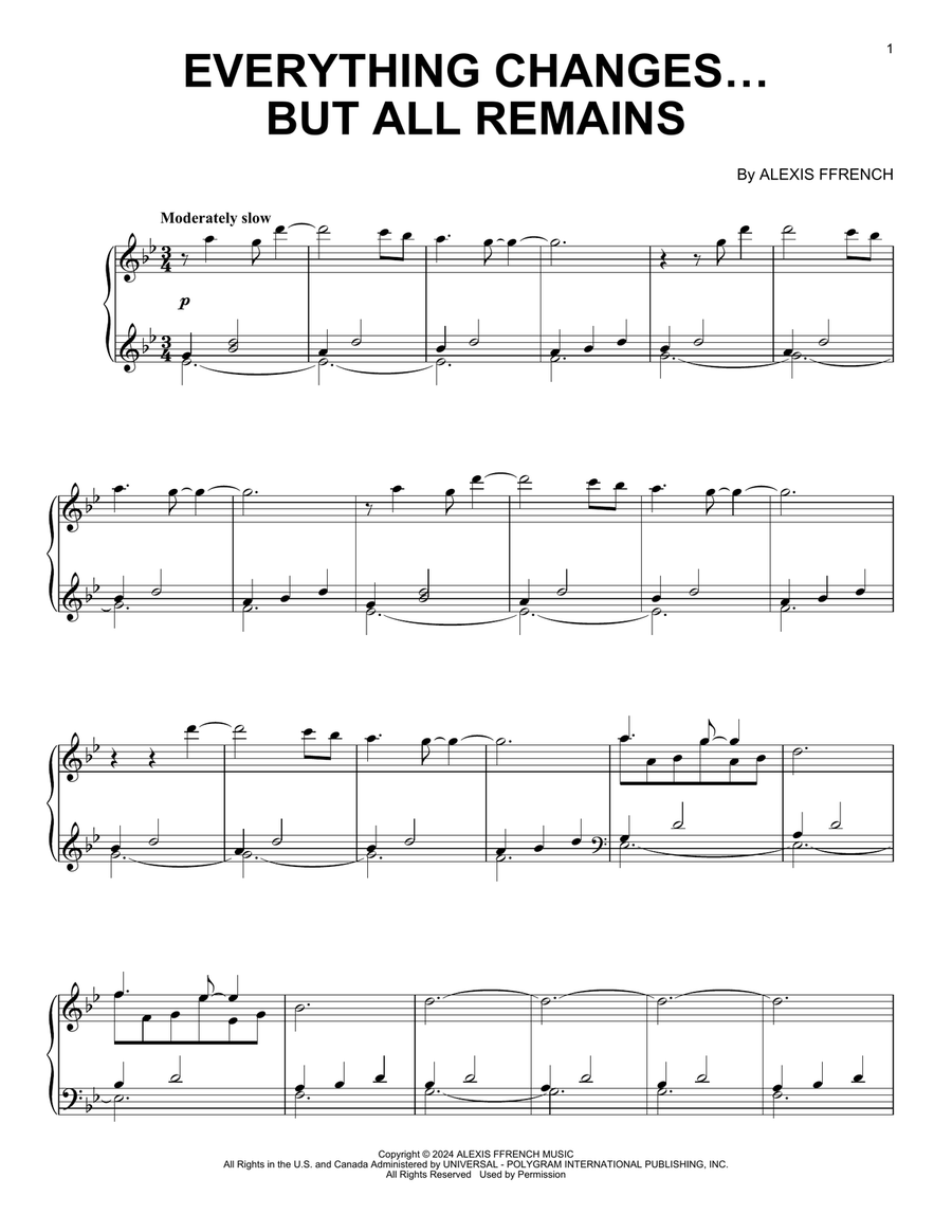Everything Changes... But All Remains Piano Solo scores gallery preview page 1