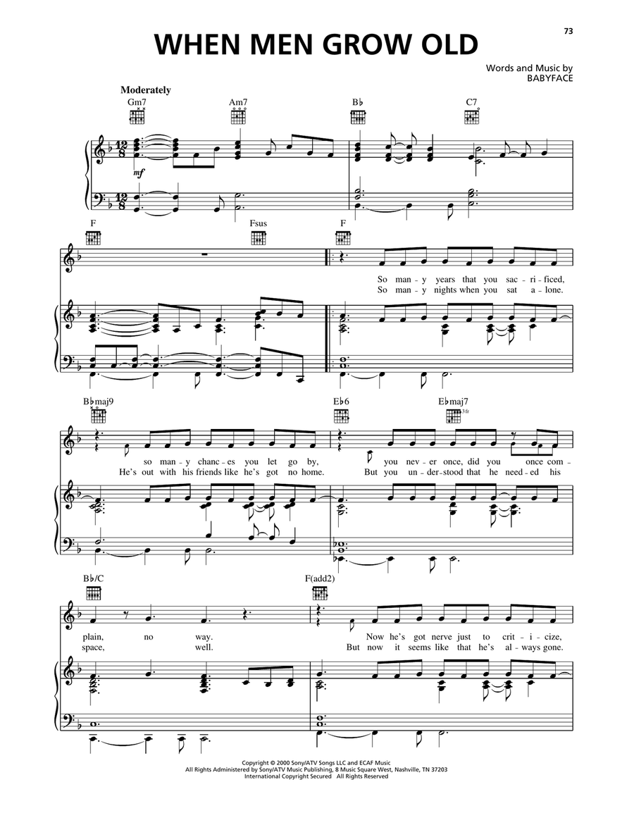 When Men Grow Old When Men Grow Old Piano, Vocal, Guitar scores gallery preview page 1