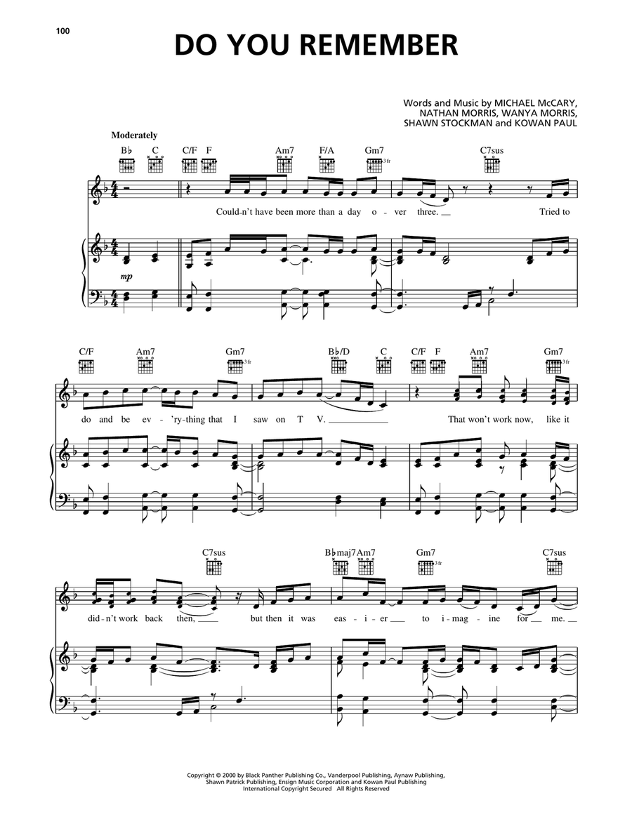 Do You Remember Do You Remember Piano, Vocal, Guitar scores gallery preview page 1