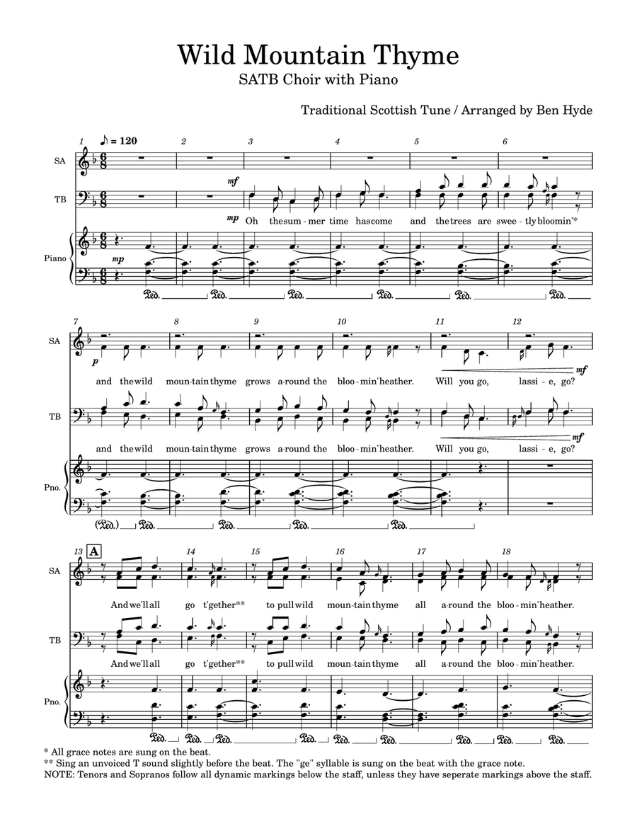 Wild Mountain Thyme Wild Mountain Thyme 4-Part scores gallery preview page 1