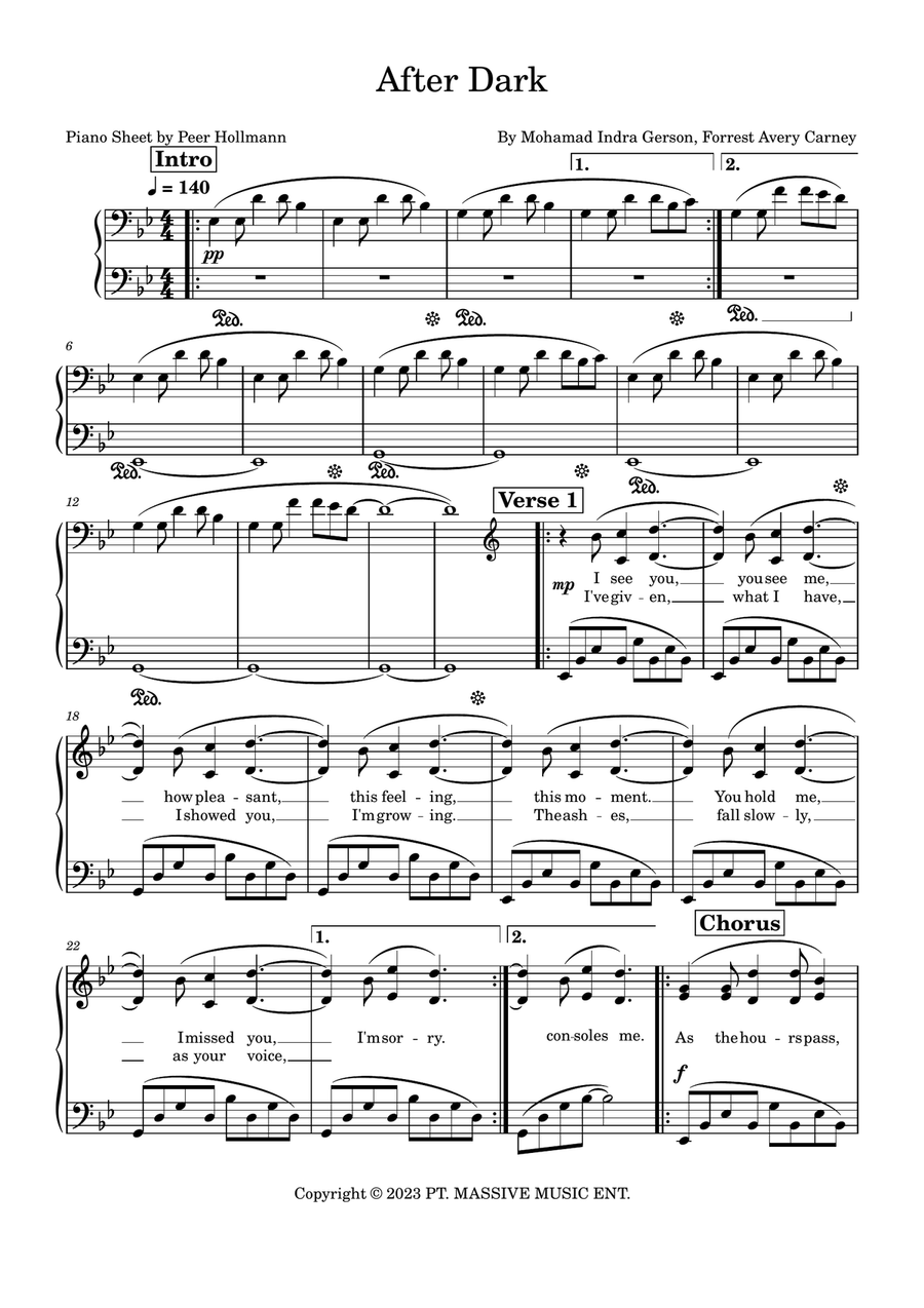 After Dark After Dark Piano Solo scores gallery preview page 1