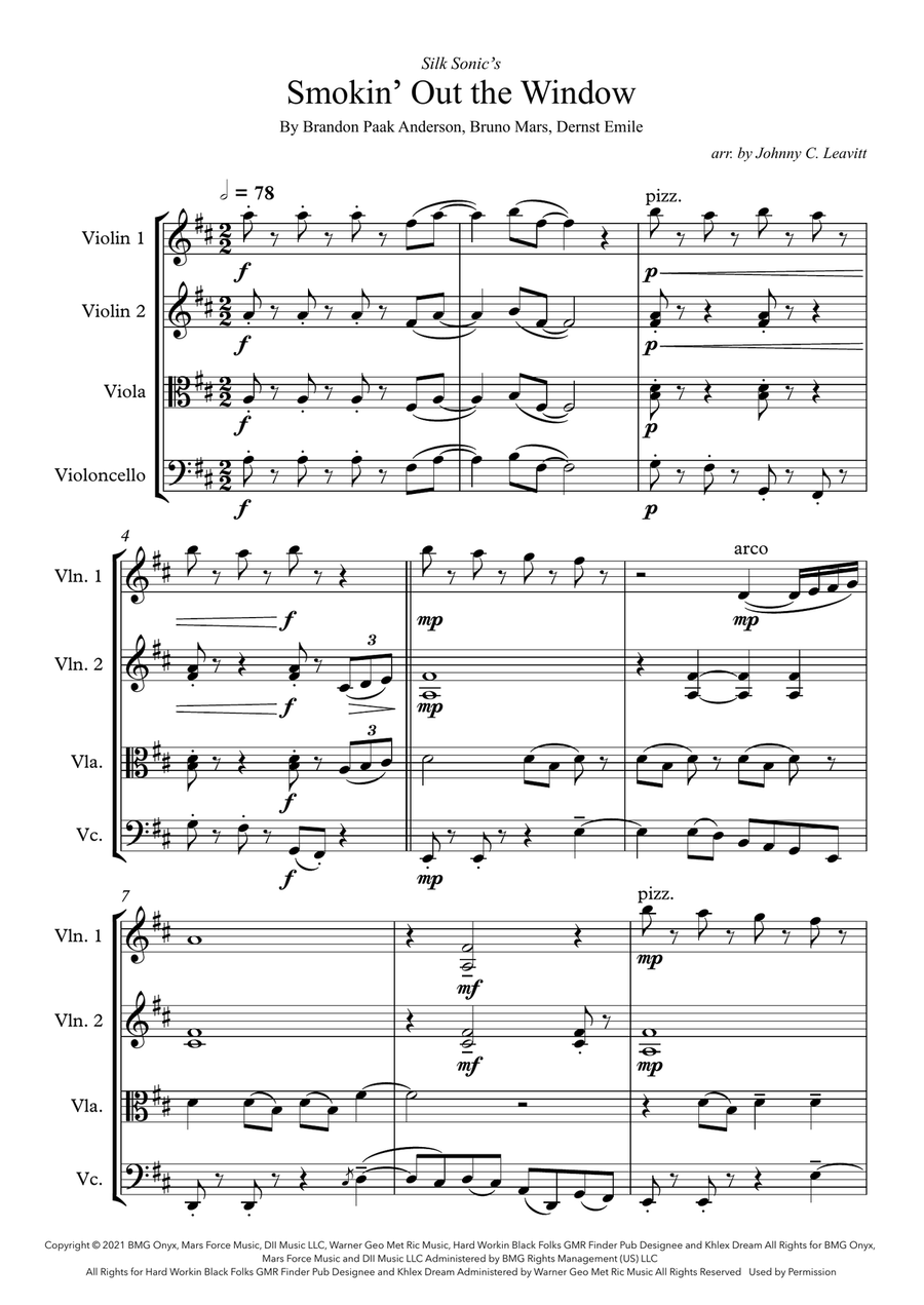 Smokin' Out The Window Smokin' Out The Window String Quartet scores gallery preview page 1