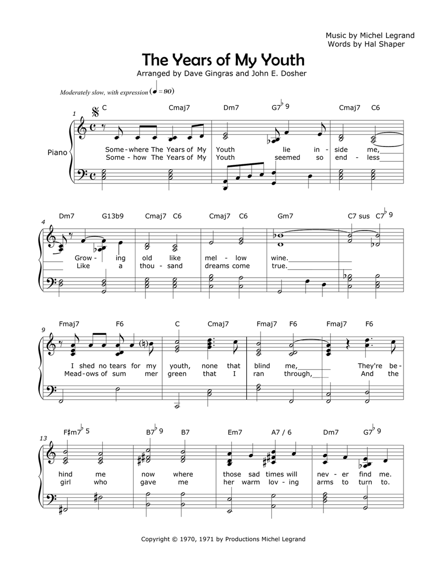 Years Of My Youth Piano, Vocal scores gallery preview page 1