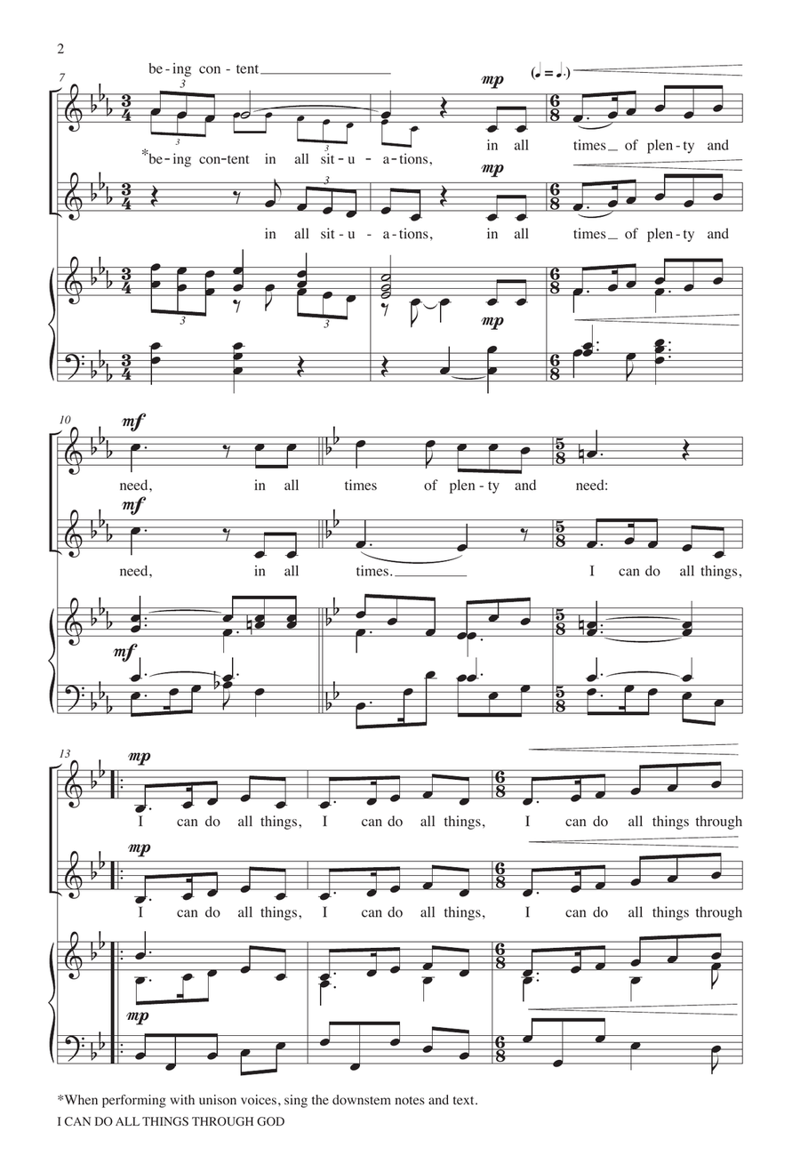 I Can Do All Things through God Unison Choir scores gallery preview page 2
