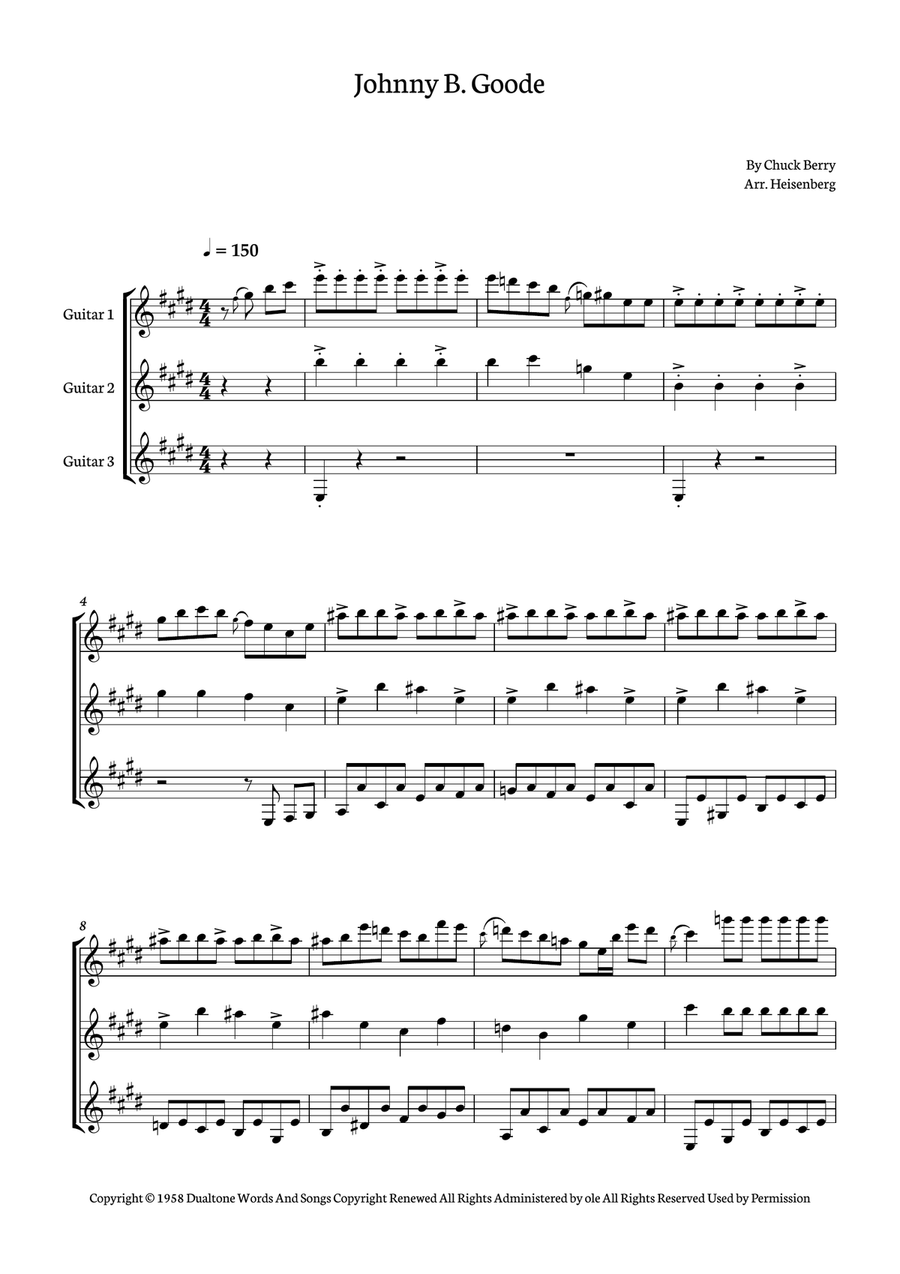 Johnny B. Goode Johnny B. Goode Guitar Ensemble scores gallery preview page 1