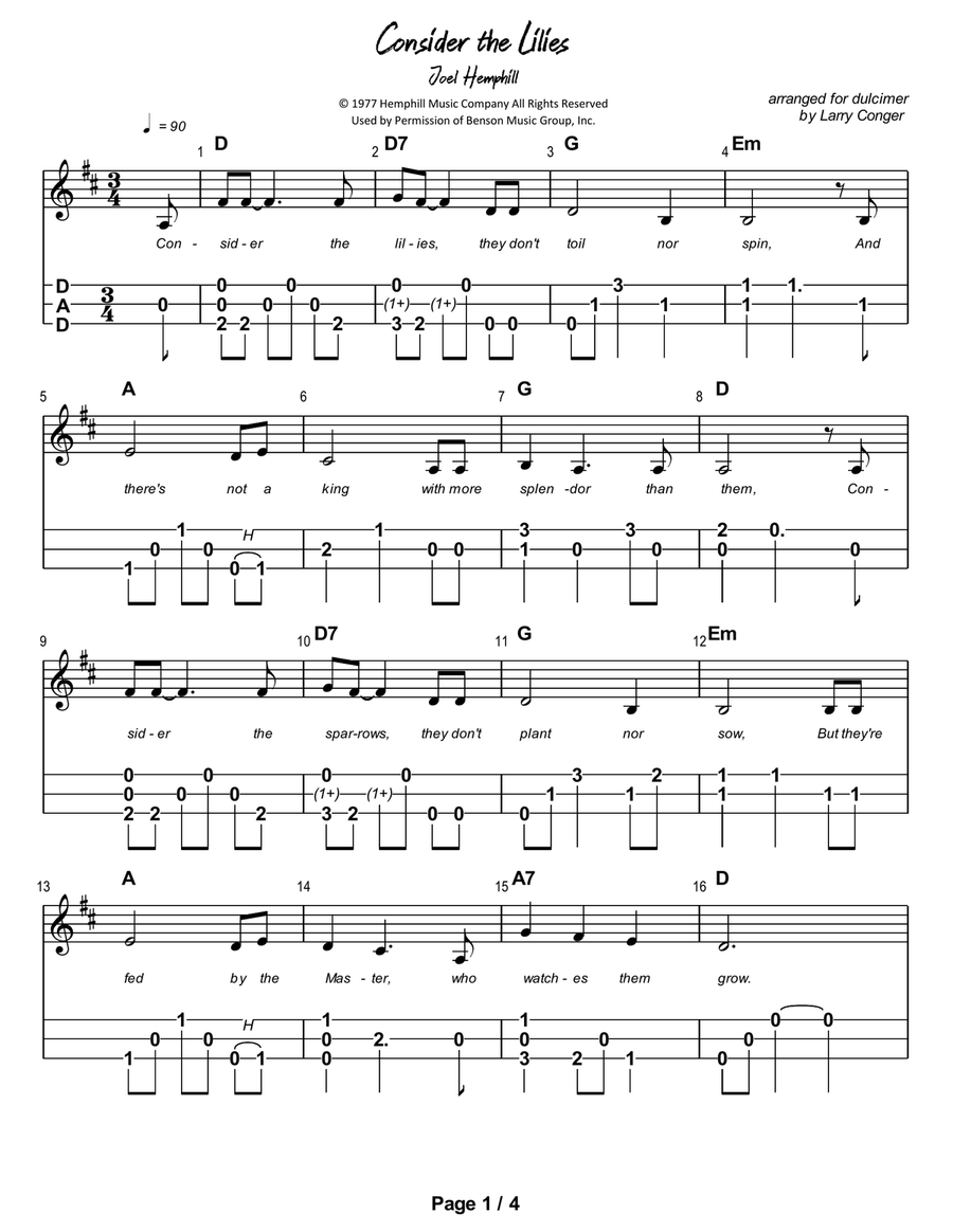Consider The Lilies Dulcimer scores gallery preview page 2