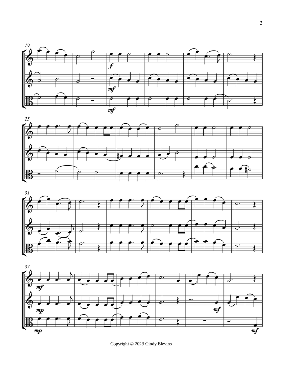 Jingle Bells, for Two Violins and Viola String Trio scores gallery preview page 3