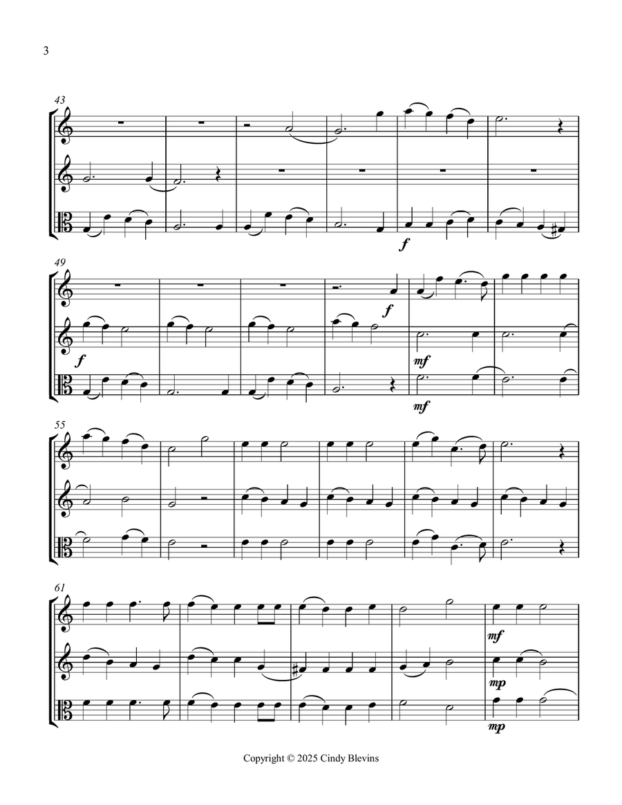 Jingle Bells, for Two Violins and Viola String Trio scores gallery preview page 4