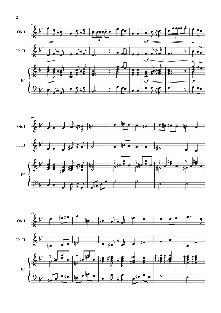 Bridal Chorus. R. Wagner - Oboe Duet and Piano. Score and Parts. Woodwind Duet scores gallery preview page 2