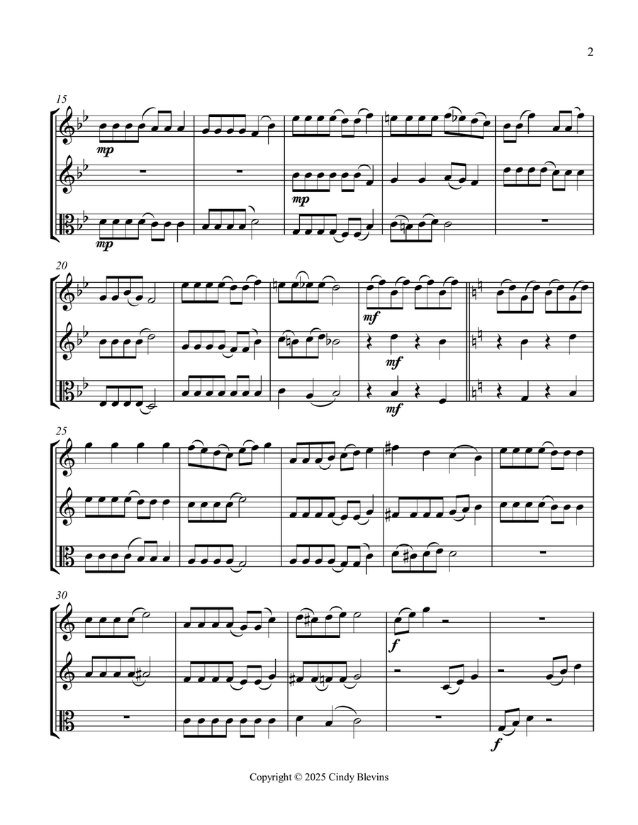 Jolly Old Saint Nicholas, for Two Violins and Viola String Trio scores gallery preview page 3
