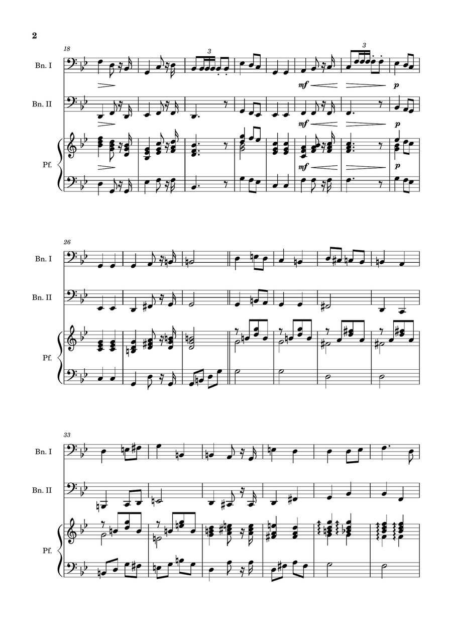 Bridal Chorus. R. Wagner - Bassoon Duet and Piano. Score and Parts. Woodwind Duet scores gallery preview page 2