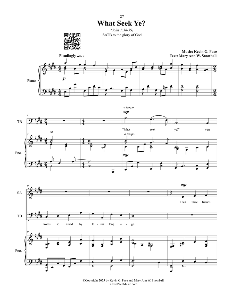 What Seek Ye? sacred music for SATB choir 4-Part scores gallery preview page 2