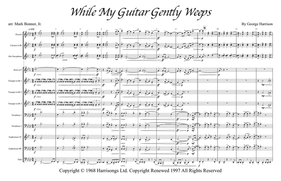 While My Guitar Gently Weeps Marching Band scores gallery preview page 1