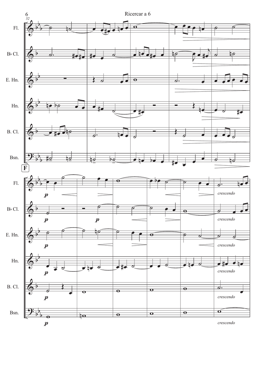 Ricercar a 6 from Musikalisches Opfer BWV1079 for Wind Sextet Woodwind Ensemble scores gallery preview page 6