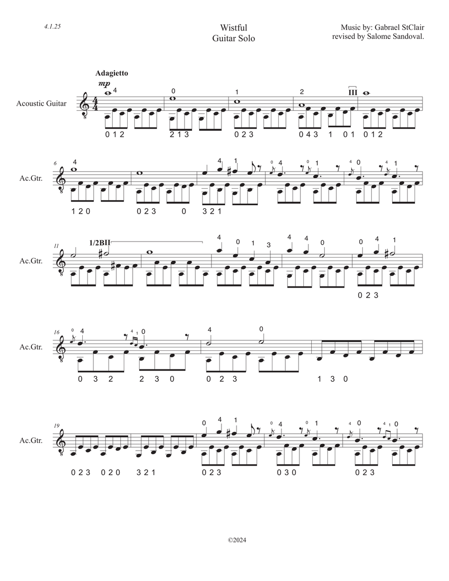 Wistful (Guitar Solo) Wistful (Guitar Solo) Chamber Music scores gallery preview page 1