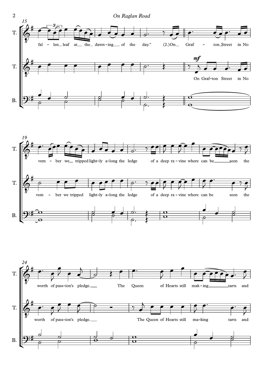 On Raglan Road - Irish traditional song (for male choir) TTBB scores gallery preview page 4