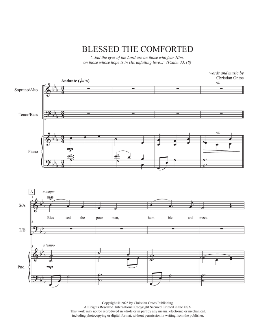 BLESSED THE COMFORTED BLESSED THE COMFORTED 4-Part scores gallery preview page 1