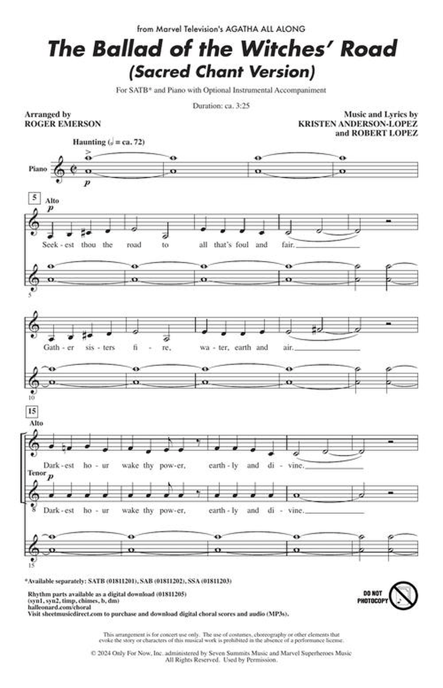 The Ballad Of The Witches' Road (sacred Chant Version) 4-Part scores gallery preview page 3