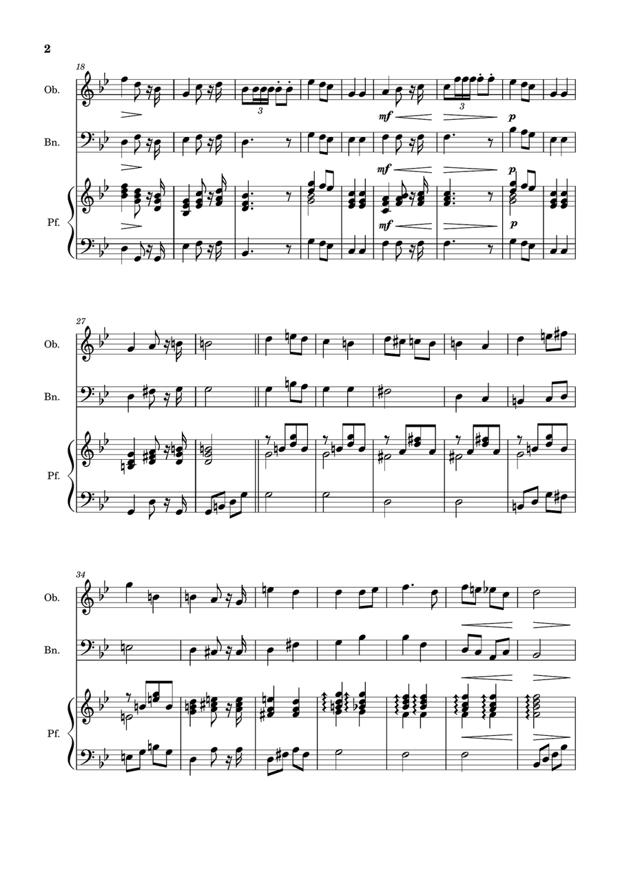 Bridal Chorus. R. Wagner - Oboe, Bassoon and Piano. Score and Parts. Woodwind Duet scores gallery preview page 2