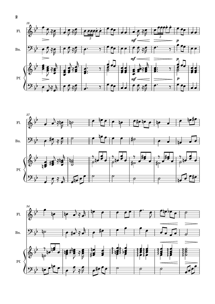 Bridal Chorus. R. Wagner - Flute, Bassoon and Piano. Score and Parts. Woodwind Duet scores gallery preview page 2