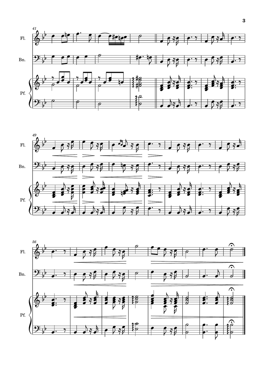Bridal Chorus. R. Wagner - Flute, Bassoon and Piano. Score and Parts. Woodwind Duet scores gallery preview page 3