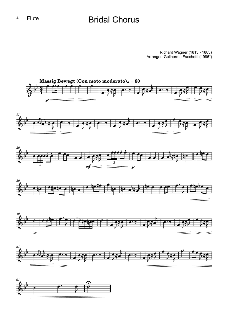 Bridal Chorus. R. Wagner - Flute, Bassoon and Piano. Score and Parts. Woodwind Duet scores gallery preview page 4