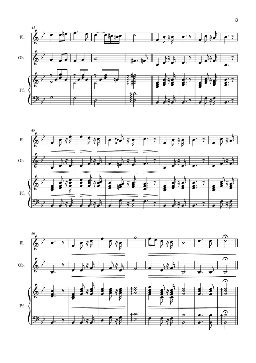 Bridal Chorus. R. Wagner - Flute, Oboe and Piano. Score and Parts. Woodwind Duet scores gallery preview page 3