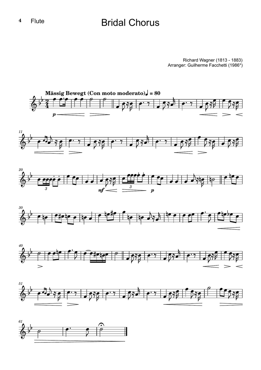 Bridal Chorus. R. Wagner - Flute, Oboe and Piano. Score and Parts. Woodwind Duet scores gallery preview page 4