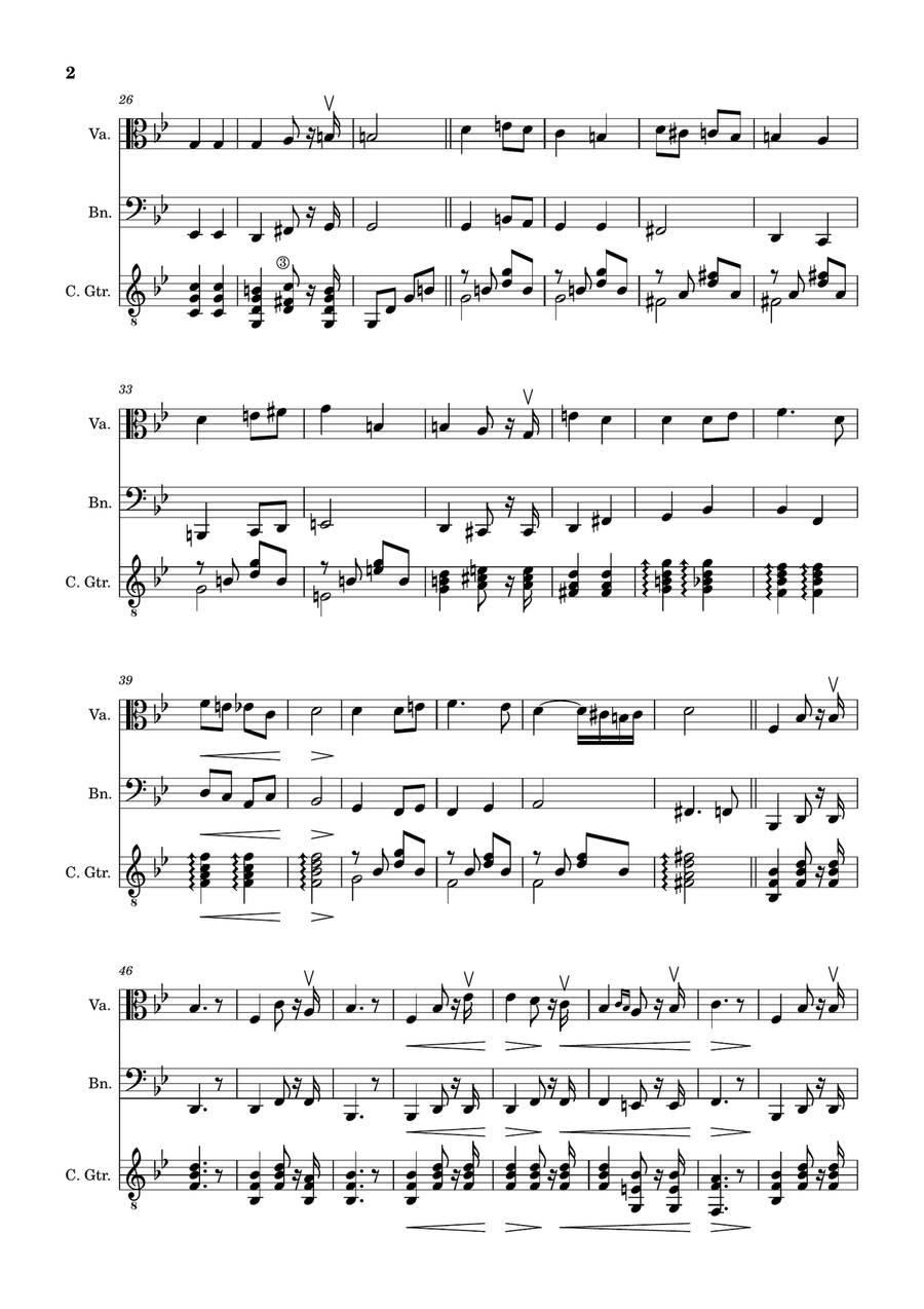 Bridal Chorus. R. Wagner - Viola, Bassoon and Guitar. Score and Parts. Small Ensemble scores gallery preview page 2