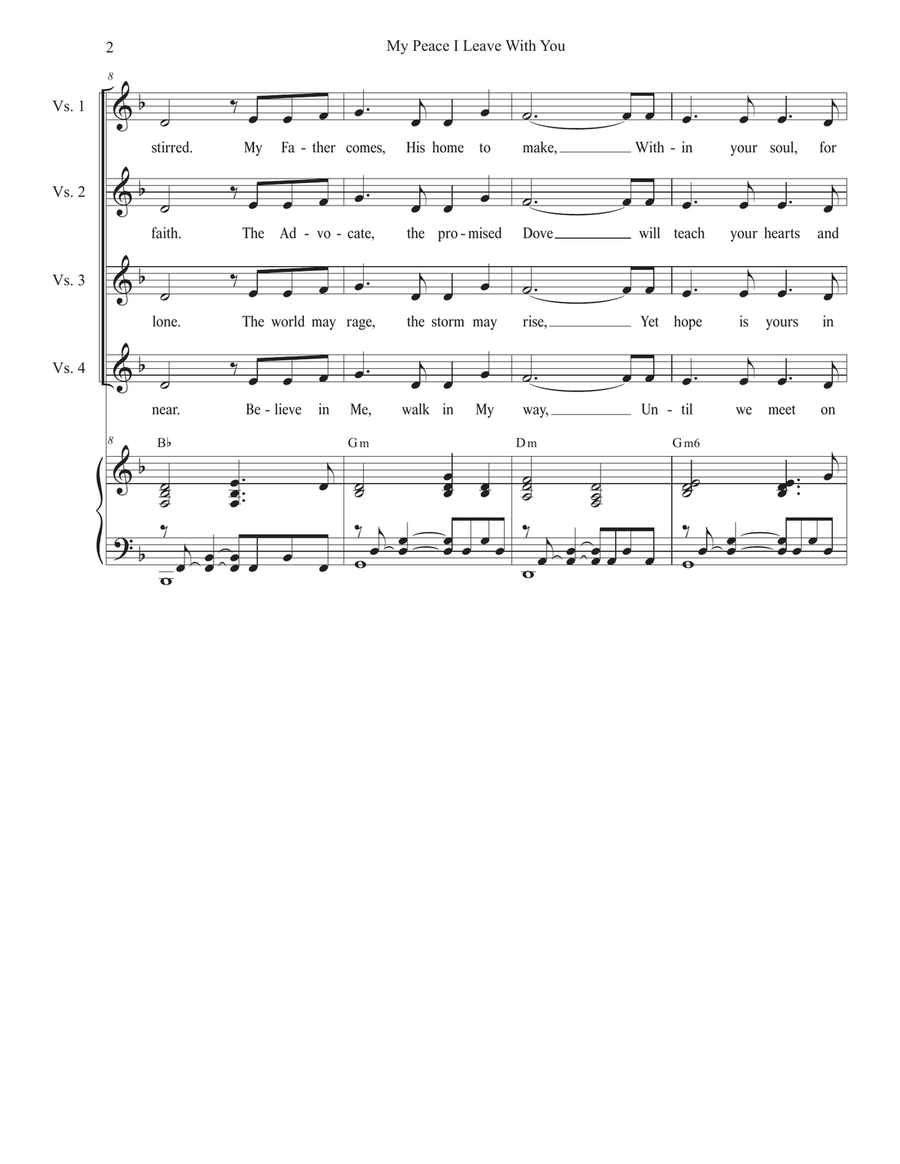 My Peace I Leave With You (Vocal Quartet - (SATB) 4-Part scores gallery preview page 2