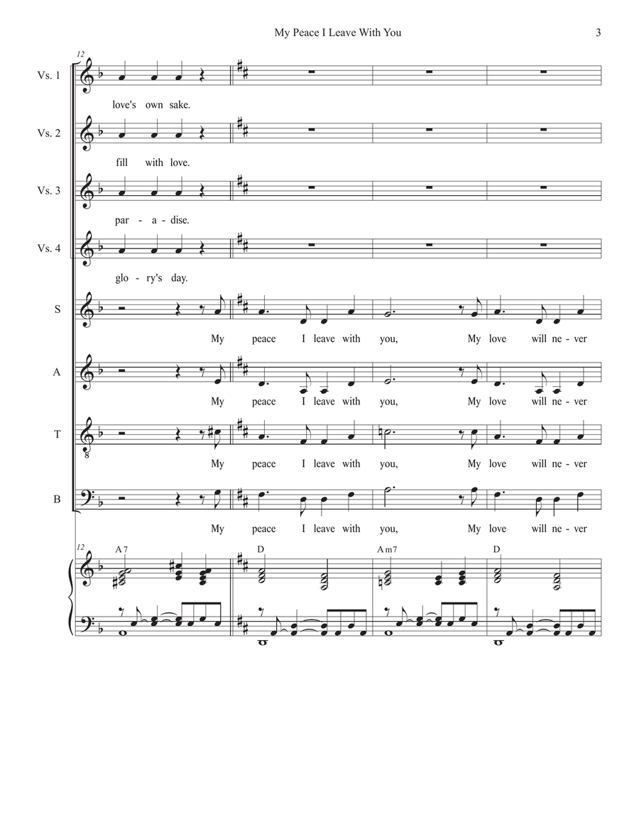 My Peace I Leave With You (Vocal Quartet - (SATB) 4-Part scores gallery preview page 3