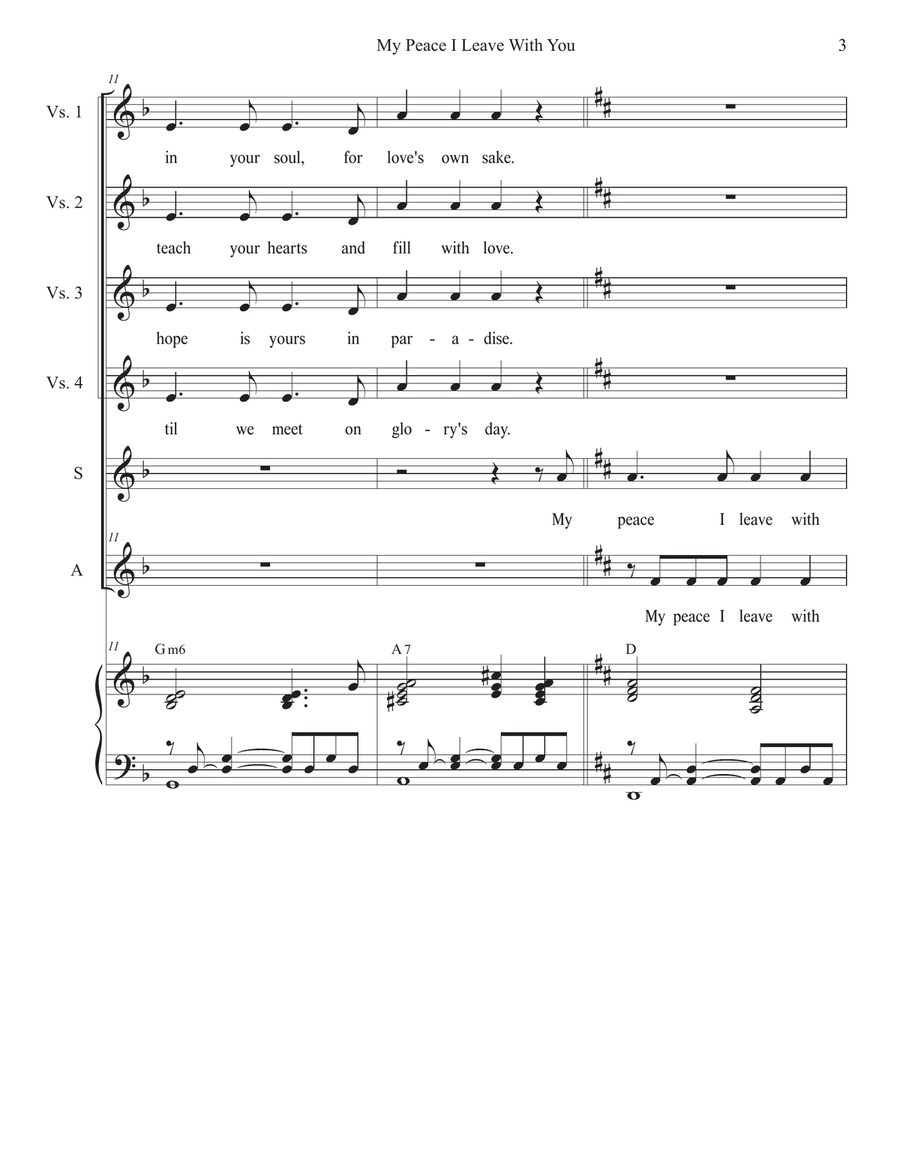 My Peace I Leave With You (Duet for Soprano and Alto solo) Alto Voice scores gallery preview page 3