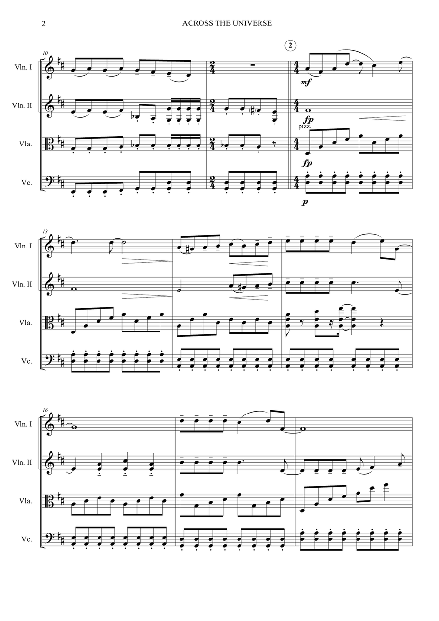 Across The Universe String Quartet scores gallery preview page 3