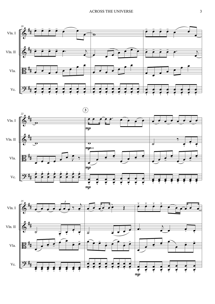 Across The Universe String Quartet scores gallery preview page 4