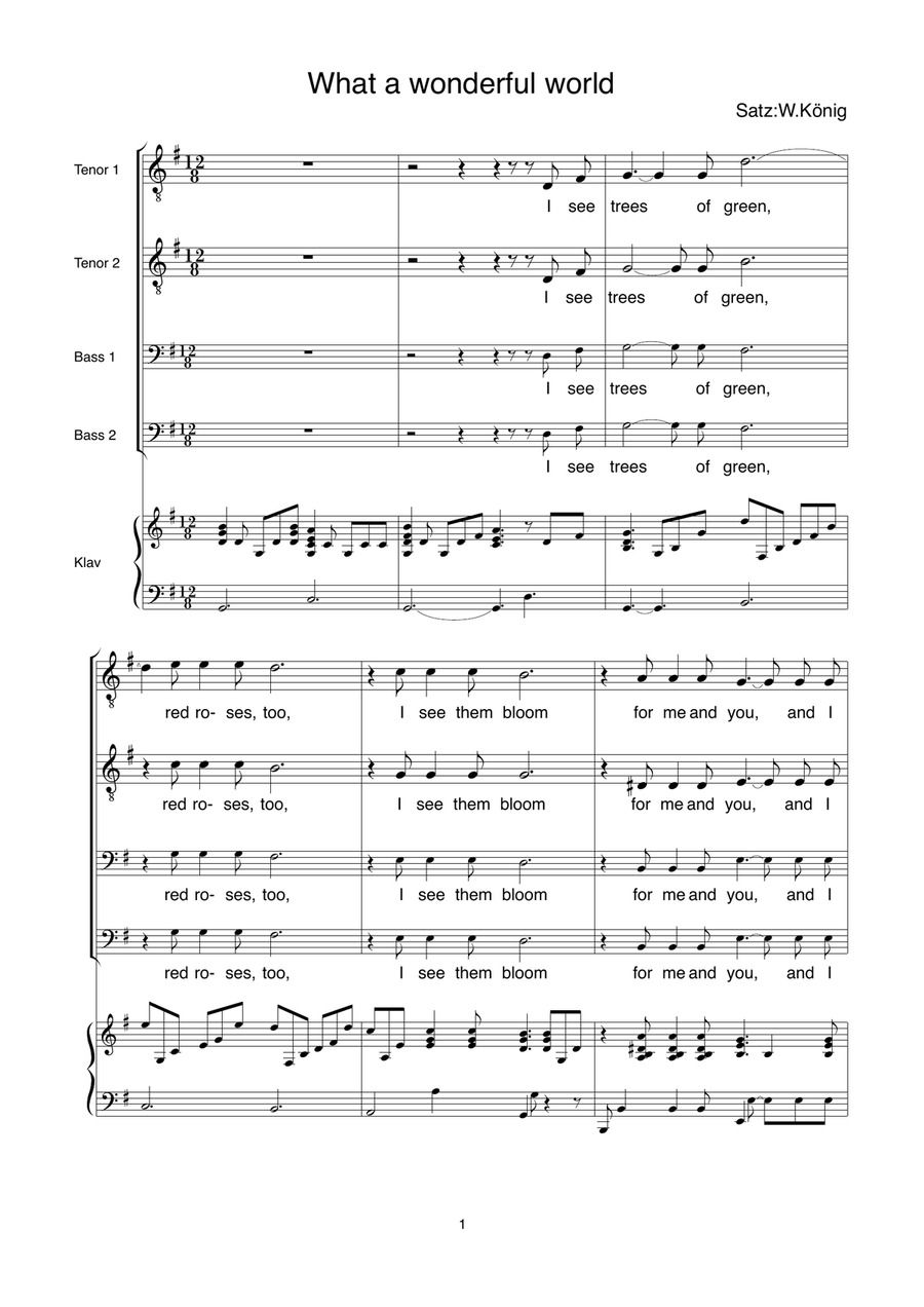 What a wonderful world What a wonderful world TTBB scores gallery preview page 1