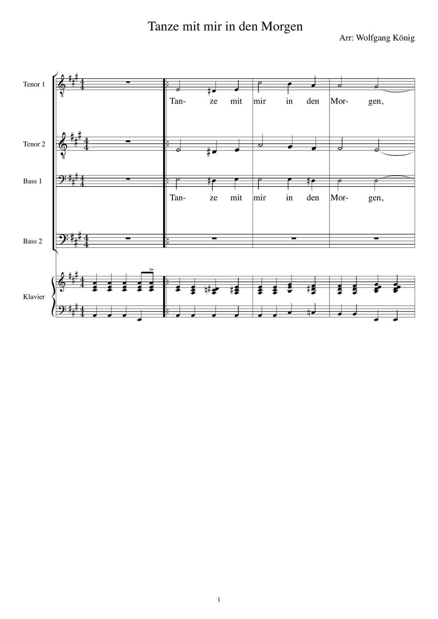 Tanze mit mir in den Morgen TTBB scores gallery preview page 1