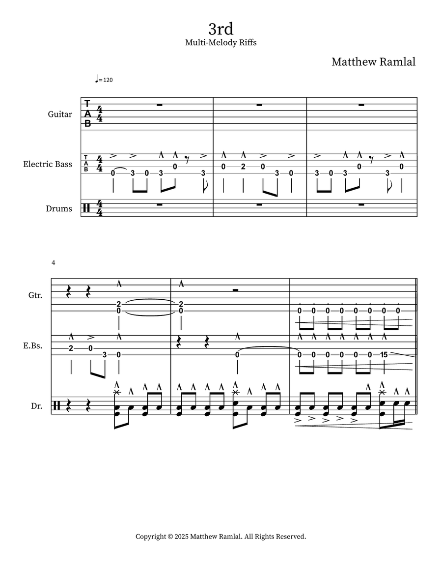 3rd 3rd Electric Guitar scores gallery preview page 1