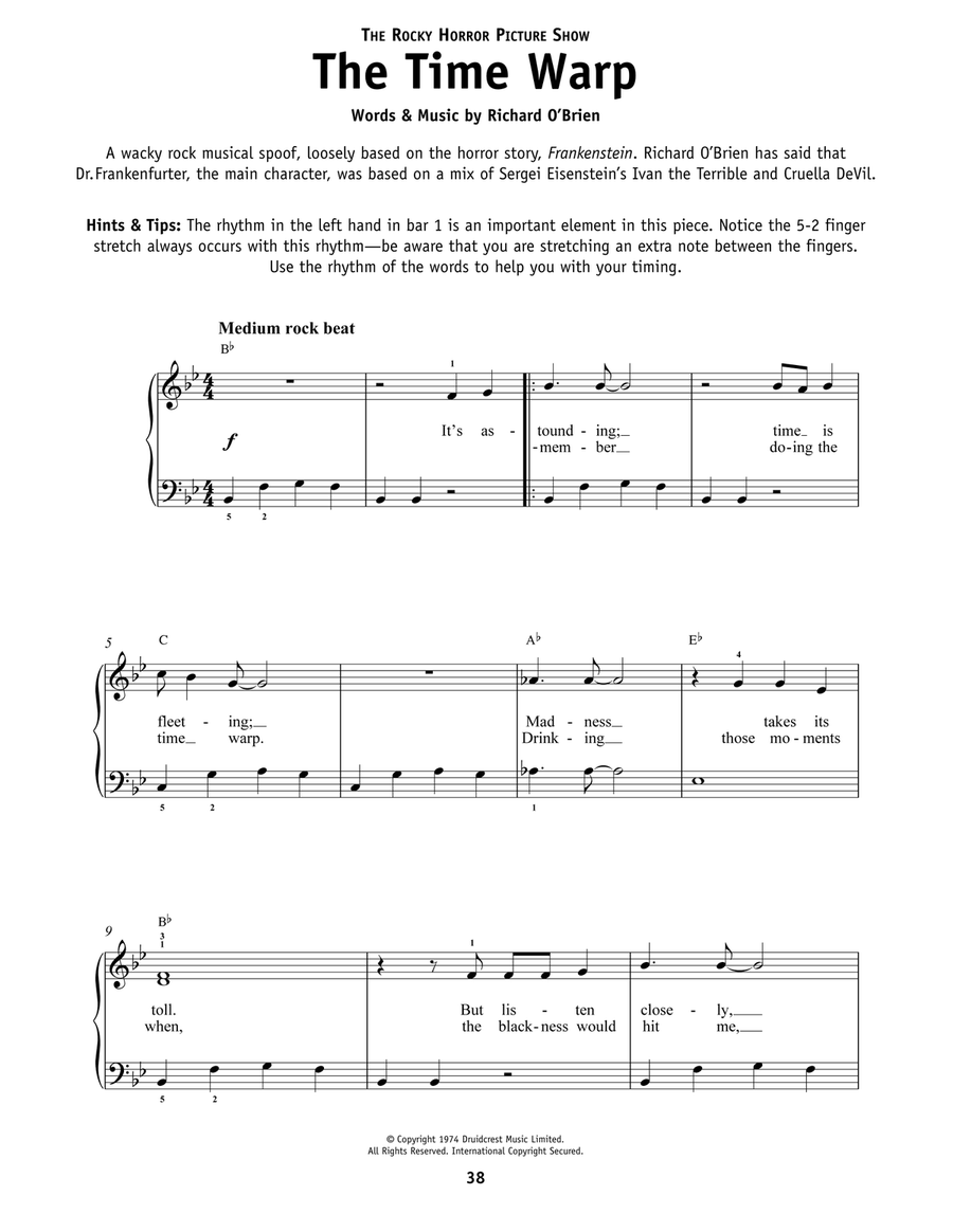 Time Warp (from The Rocky Horror Picture Show) Easy Piano scores gallery preview page 1