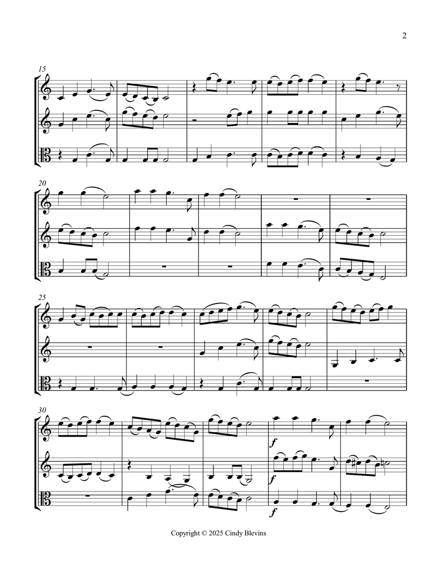 Once In Royal David's City, for Two Violins and Viola String Trio scores gallery preview page 3
