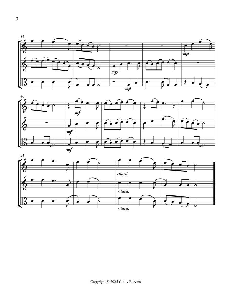 Once In Royal David's City, for Two Violins and Viola String Trio scores gallery preview page 4