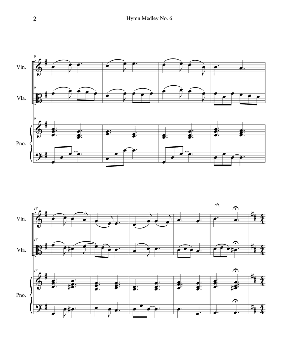 Hymn Medley No. 6 (Violin and Viola Duet with Piano Accompaniment) String Duet scores gallery preview page 2