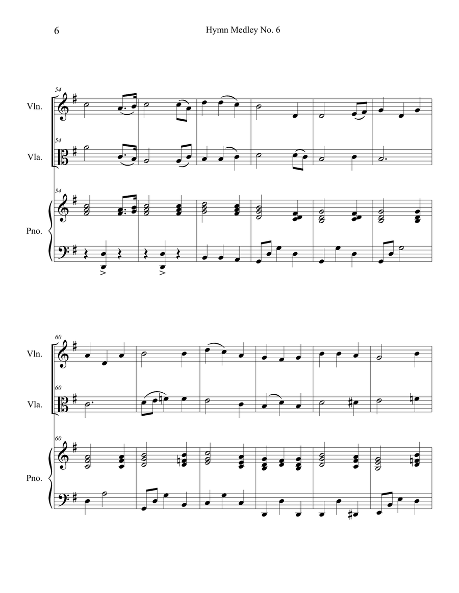 Hymn Medley No. 6 (Violin and Viola Duet with Piano Accompaniment) String Duet scores gallery preview page 6