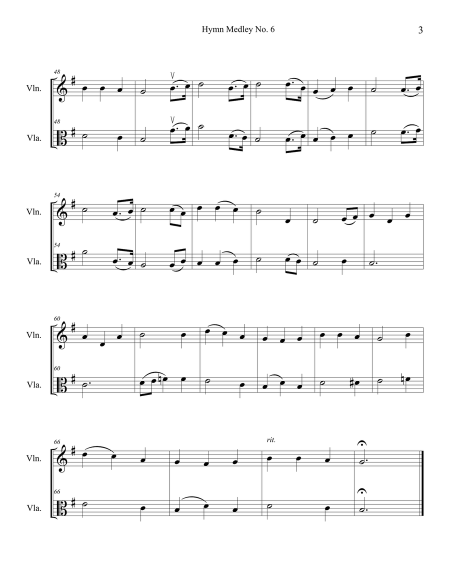 Hymn Medley No. 6 (Violin and Viola Duet) String Duet scores gallery preview page 3