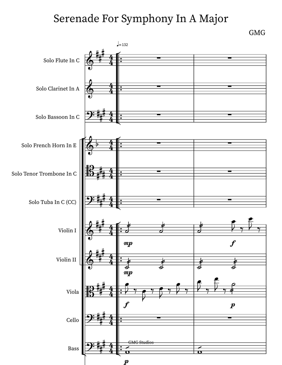 Serenade For Symphony In A Major Small Ensemble scores gallery preview page 1
