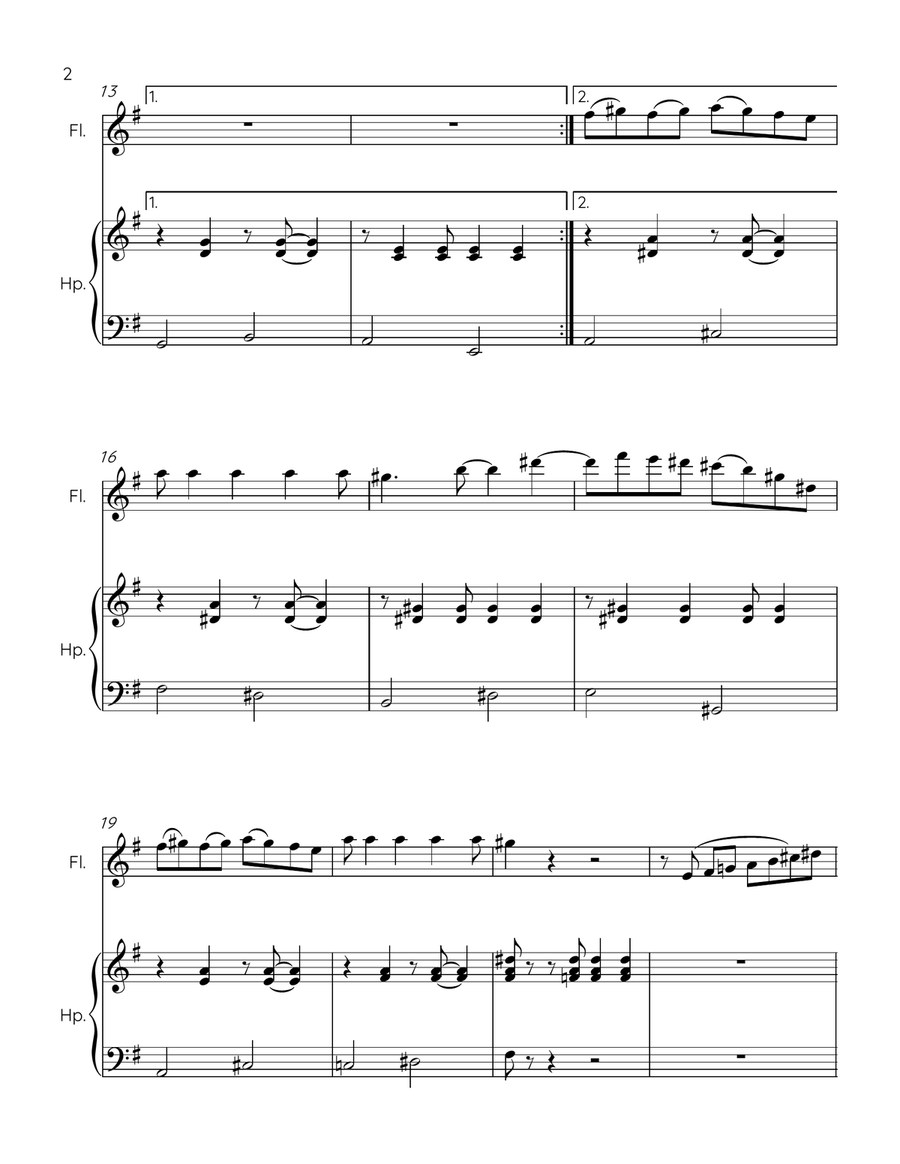 Lucia for Flute and Harp Lucia for Flute and Harp Flute Solo scores gallery preview page 2