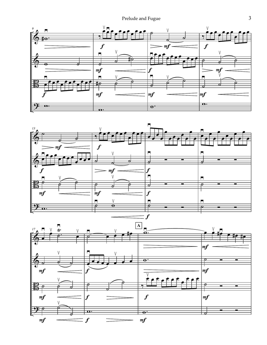 Prelude and Fugue BMV 558 String Quartet scores gallery preview page 3